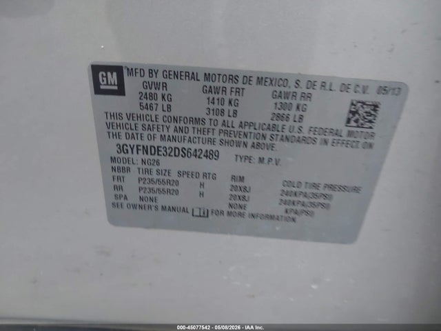 Aukcja sprzedaży 2013 Cadillac Srx Performance Collection, vin: 3GYFNDE32DS642489, numer aukcji: 45077542