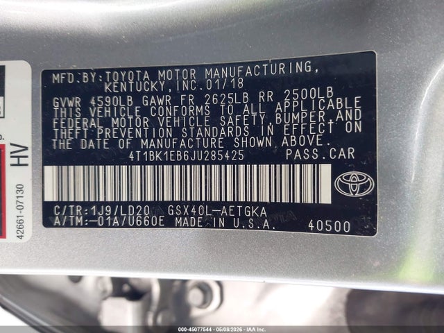 Aukcja sprzedaży 2018 Toyota Avalon Xle, vin: 4T1BK1EB6JU285425, numer aukcji: 45077544
