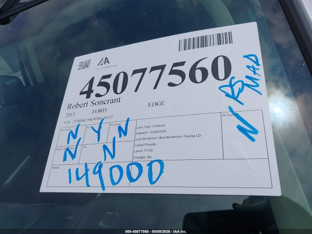 Продаж на аукціоні авто 2013 Ford Edge Sport, vin: 2FMDK3AK9DBC26115, номер лоту: 45077560