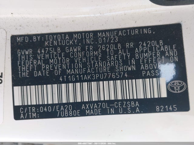 4T1G11AK3PU776574 Toyota CAMRY SE