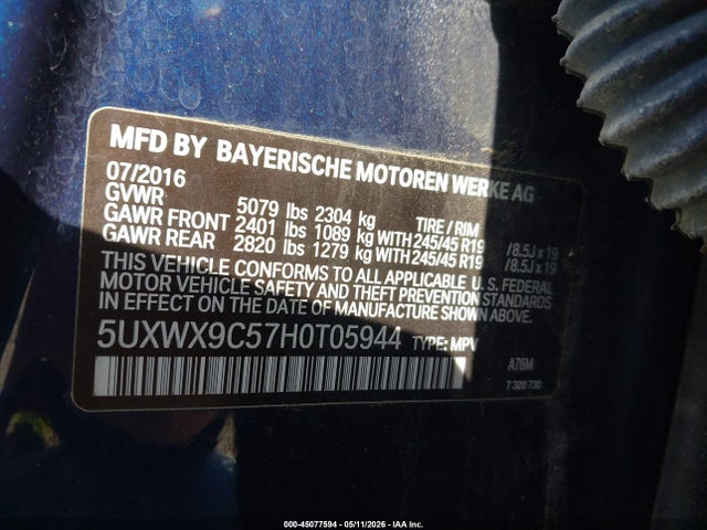 Aukcja sprzedaży 2017 Bmw X3 Xdrive28i, vin: 5UXWX9C57H0T05944, numer aukcji: 45077594