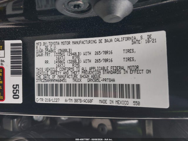 3TMCZ5AN9NM460451 Toyota Tacoma Trd Off Road