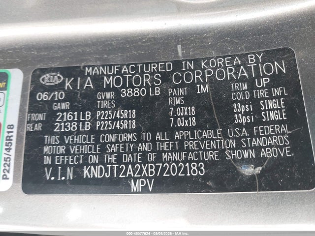 2011 Kia Soul ! მანქანა იყიდება აუქციონზე, vin: KNDJT2A2XB7202183, აუქციონის ნომერი: 45077624