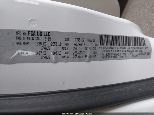 Продажа на аукционе авто 2019 Dodge Grand Caravan Se, vin: 2C4RDGBG4KR671131, номер лота: 45077633