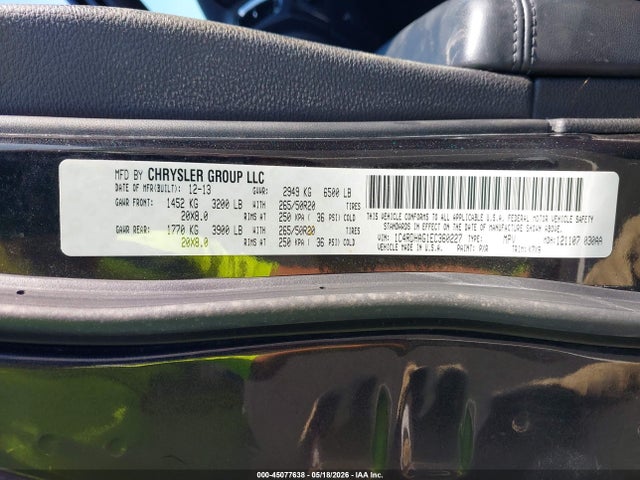 45077638 :رقم المزاد ، 1C4RDHAG1EC360227 vin ، 2014 Dodge Durango Sxt مزاد بيع