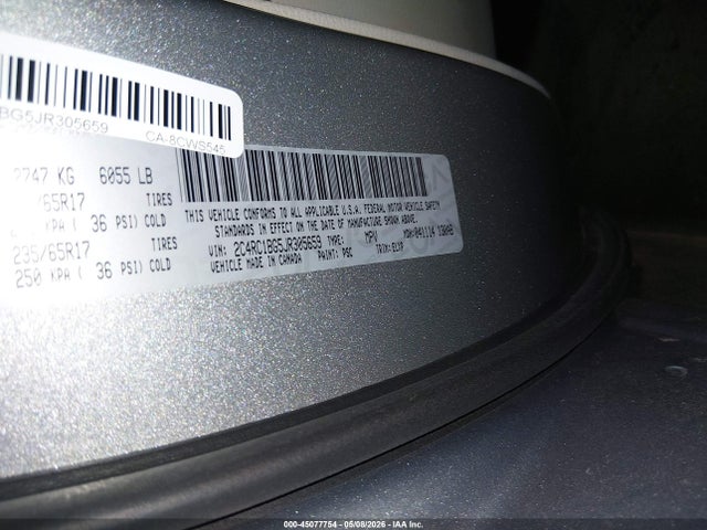 Auction sale of the 2018 Chrysler Pacifica Touring L, vin: 2C4RC1BG5JR305659, lot number: 45077754