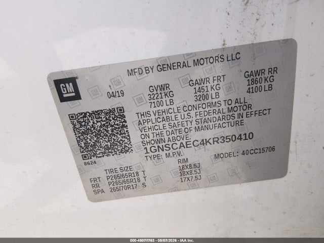 1GNSCAEC4KR350410 Chevrolet Tahoe Ls