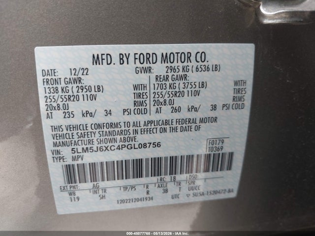 Продаж на аукціоні авто 2023 Lincoln Aviator Standard, vin: 5LM5J6XC4PGL08756, номер лоту: 45077768