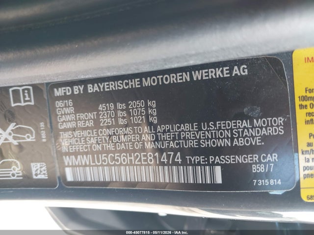 Aukcja sprzedaży 2017 Mini Clubman Cooper S, vin: WMWLU5C56H2E81474, numer aukcji: 45077815