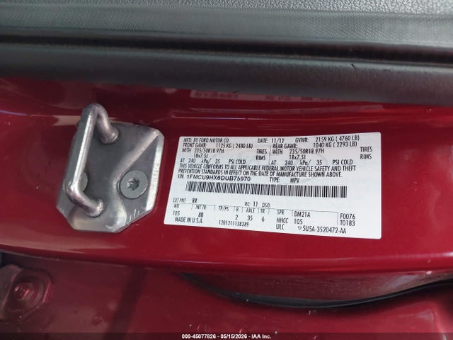 2013 Ford Escape Sel მანქანა იყიდება აუქციონზე, vin: 1FMCU9HX6DUB75970, აუქციონის ნომერი: 45077826