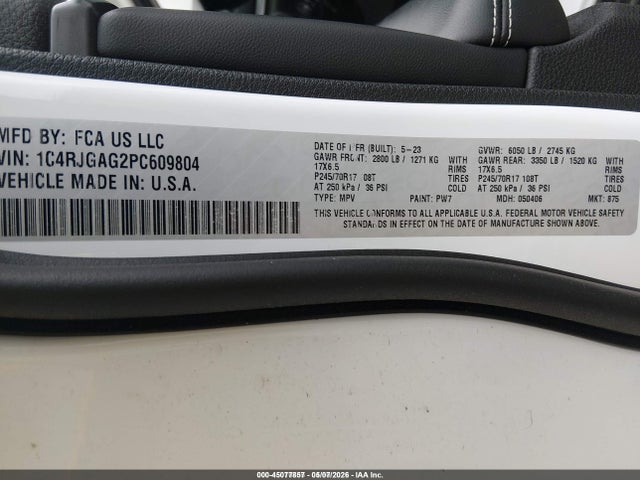 Продаж на аукціоні авто 2023 Jeep Grand Cherokee Laredo 4x2, vin: 1C4RJGAG2PC609804, номер лоту: 45077857