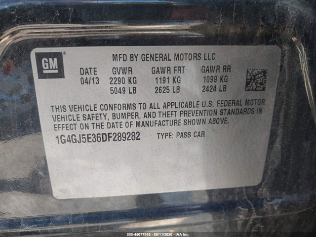 45077865 :رقم المزاد ، 1G4GJ5E36DF289282 vin ، 2013 Buick Lacrosse Touring Group مزاد بيع
