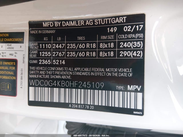 WDC0G4KB0HF245109 Mercedes-Benz Glc 300 4matic