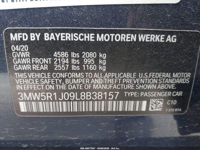 3MW5R1J09L8B38157 BMW 330I