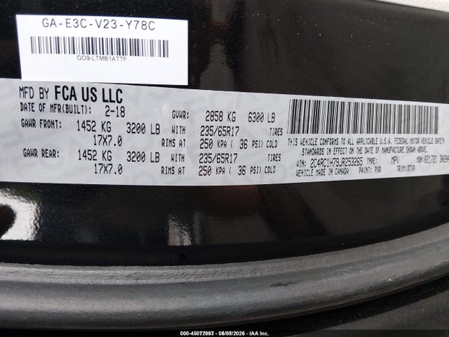 Aukcja sprzedaży 2018 Chrysler Pacifica Hybrid Touring Plus, vin: 2C4RC1H79JR253265, numer aukcji: 45077897