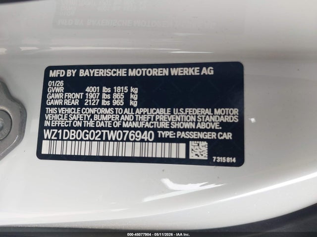 WZ1DB0G02TW076940 Toyota Gr Supra 3.0 Premium