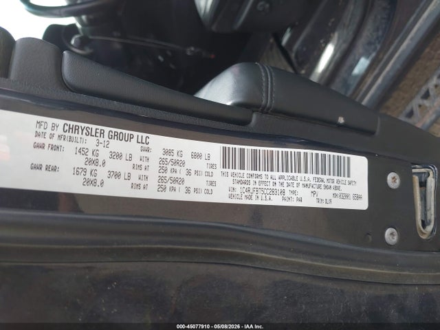 45077910 :رقم المزاد ، 1C4RJFBT5CC283108 vin ، 2012 Jeep Grand Cherokee Limited مزاد بيع