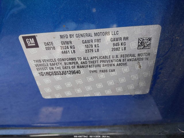 1G1RC6S53JU129640 Chevrolet VOLT LT