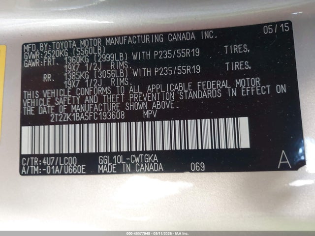 Продаж на аукціоні авто 2015 Lexus Rx 350, vin: 2T2ZK1BA5FC193608, номер лоту: 45077948