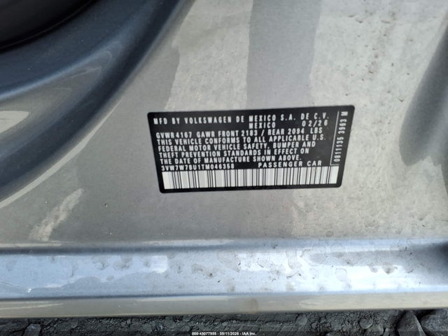 2026 Volkswagen Jetta Se მანქანა იყიდება აუქციონზე, vin: 3VW7W7BU1TM046358, აუქციონის ნომერი: 45077955