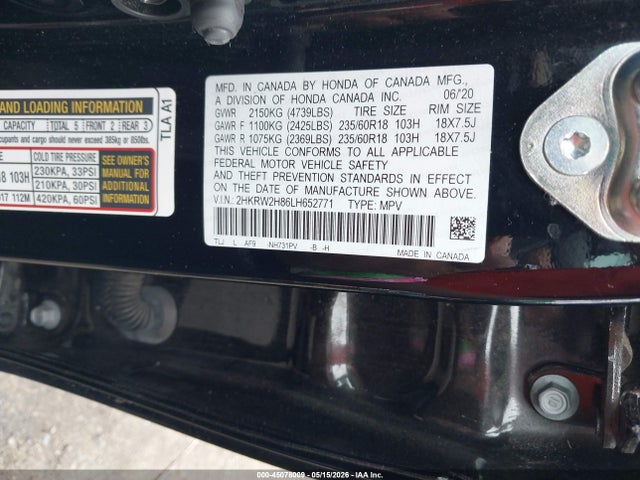 2HKRW2H86LH652771 Honda Cr-v Awd Ex-l