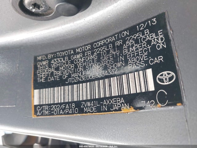 Продажа на аукционе авто 2014 Toyota Prius V Two, vin: JTDZN3EU0E3334332, номер лота: 45078020