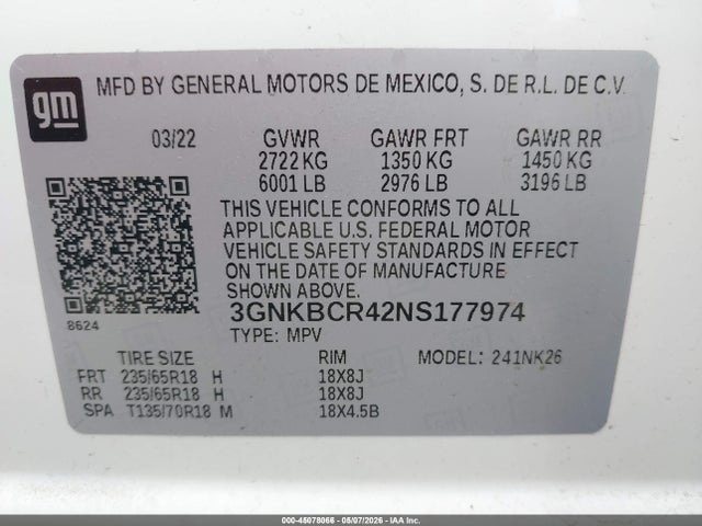 Aukcja sprzedaży 2022 Chevrolet Blazer Fwd 2lt, vin: 3GNKBCR42NS177974, numer aukcji: 45078066