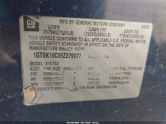 Продажа на аукционе авто 2009 Gmc Sierra 1500 Sl, vin: 1GTEK19C09Z279977, номер лота: 45078088