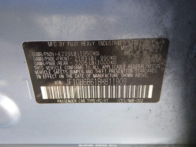 Продаж на аукціоні авто 2011 Subaru Impreza 2.5i Premium, vin: JF1GH6B61BH811909, номер лоту: 45078093