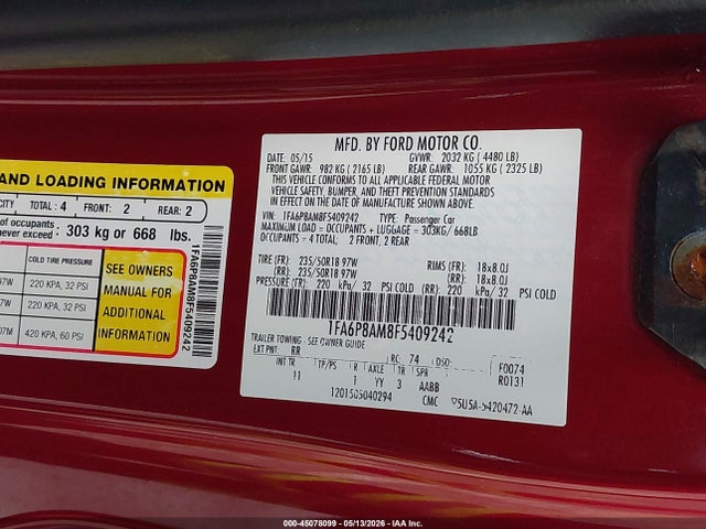 Ford Mustang V6 2015 1FA6P8AM8F5409242 Image 9