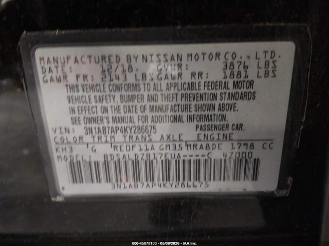 Nissan SENTRA SV 2019 3N1AB7AP4KY286675 Image 9