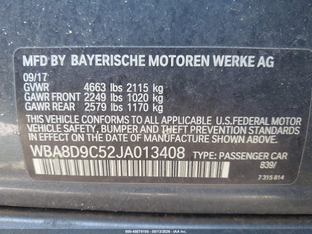 Продажа на аукционе авто 2018 Bmw 330i Xdrive, vin: WBA8D9C52JA013408, номер лота: 45078105