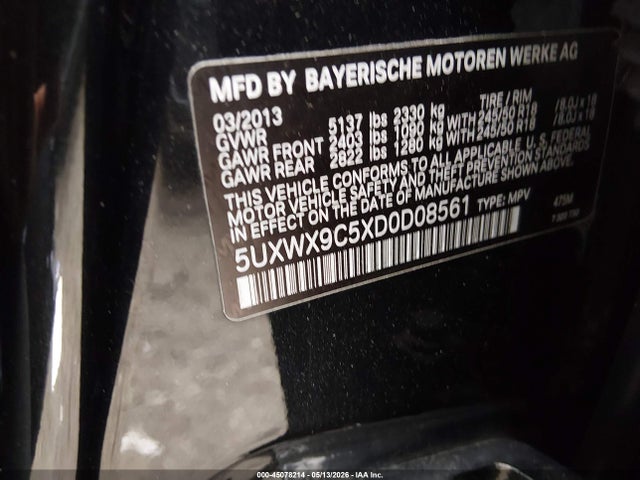 Продажа на аукционе авто 2013 Bmw X3 Xdrive28i, vin: 5UXWX9C5XD0D08561, номер лота: 45078214