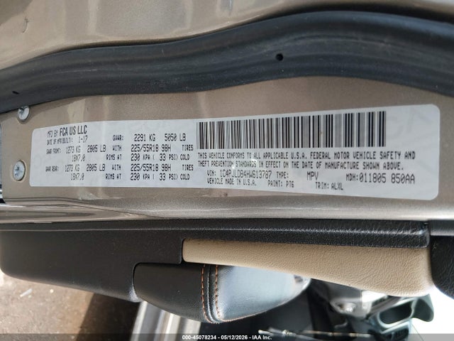 2017 Jeep Cherokee Limited Fwd მანქანა იყიდება აუქციონზე, vin: 1C4PJLDB4HW613787, აუქციონის ნომერი: 45078234
