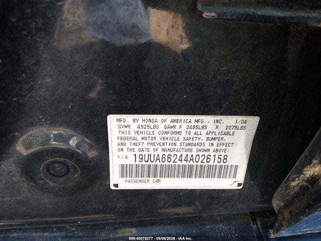 Продаж на аукціоні авто 2004 Acura Tl, vin: 19UUA66244A026158, номер лоту: 45078277