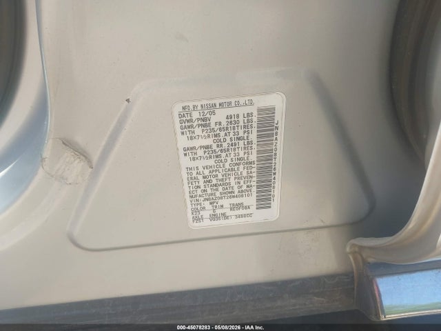 45078283 :رقم المزاد ، JN8AZ08T26W408101 vin ، 2006 Nissan Murano Sl مزاد بيع