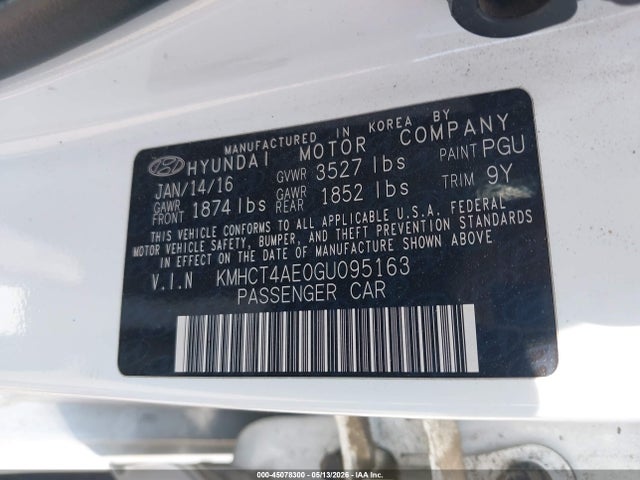 Продаж на аукціоні авто 2016 Hyundai Accent Se, vin: KMHCT4AE0GU095163, номер лоту: 45078300