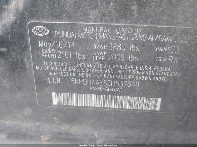Продажа на аукционе авто 2014 Hyundai Elantra Se, vin: 5NPDH4AE6EH537669, номер лота: 45078304