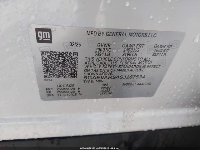 Aukcja sprzedaży 2025 Buick Enclave Preferred Fwd, vin: 5GAEVARS4SJ187534, numer aukcji: 45078320
