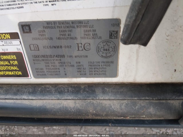 Продажа на аукционе авто 2013 Gmc Acadia Sle-1, vin: 1GKKVNED3DJ142009, номер лота: 45078330