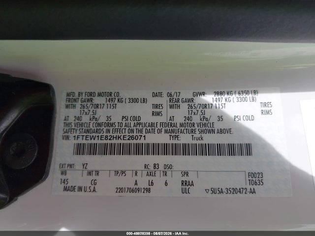 1FTEW1E82HKE26071 Ford F-150 Xl