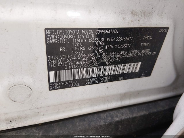 Aukcja sprzedaży 2021 Toyota Rav4 Xle, vin: JTMW1RFV8MD062307, numer aukcji: 45078376