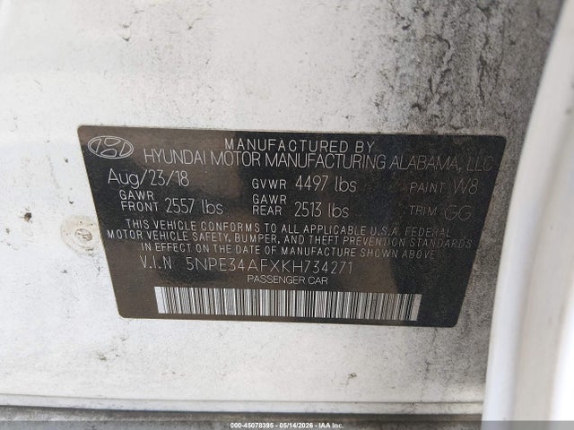 Продажа на аукционе авто 2019 Hyundai Sonata Limited, vin: 5NPE34AFXKH734271, номер лота: 45078395