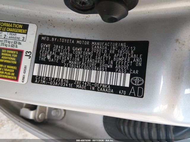 Продаж на аукціоні авто 2013 Toyota Corolla Le, vin: 2T1BU4EE0DC084891, номер лоту: 45078399