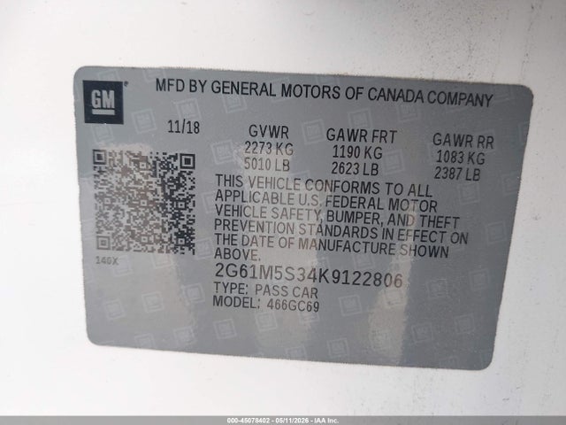 Продаж на аукціоні авто 2019 Cadillac Xts Luxury, vin: 2G61M5S34K9122806, номер лоту: 45078402