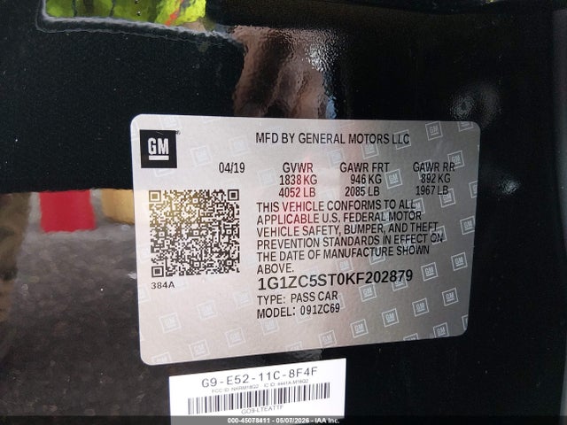1G1ZC5ST0KF202879 Chevrolet Malibu 1fl