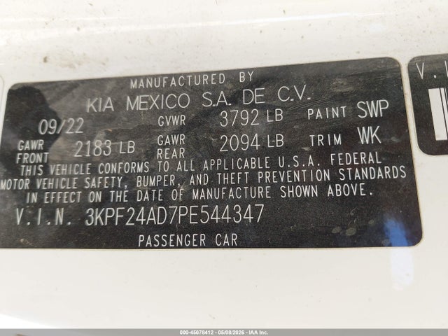 Продаж на аукціоні авто 2023 Kia Forte Lxs, vin: 3KPF24AD7PE544347, номер лоту: 45078412