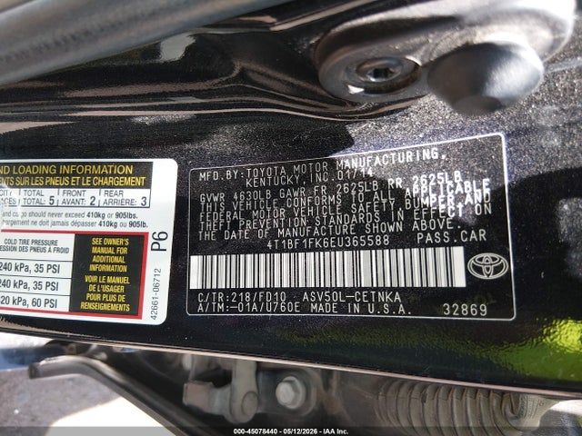 Продаж на аукціоні авто 2014 Toyota Camry Le, vin: 4T1BF1FK6EU365588, номер лоту: 45078440