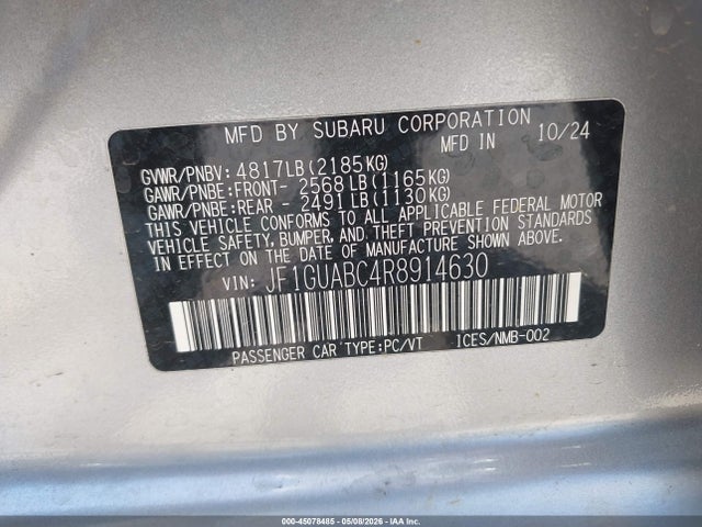 Subaru Impreza Base 5-door 2024 JF1GUABC4R8914630 Image 9