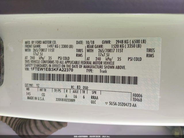 1FTEW1EB3KFA22370 Ford F-150 Xl
